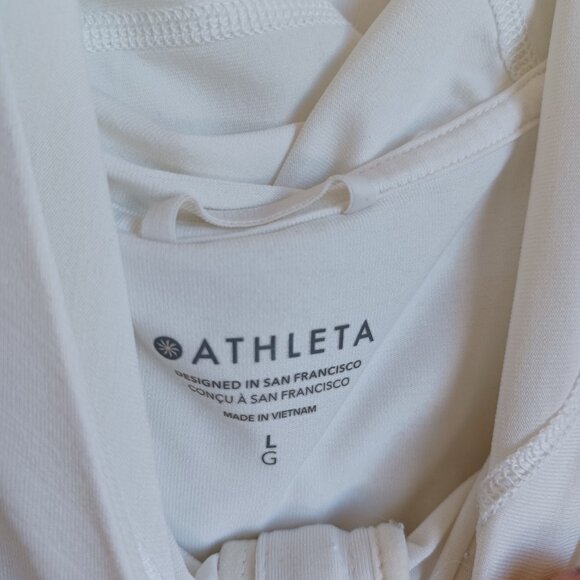 Athleta Full Zip Hoodie Jacket White Stretch Victory Hooded Workout Womens Large - Picture 5 of 7